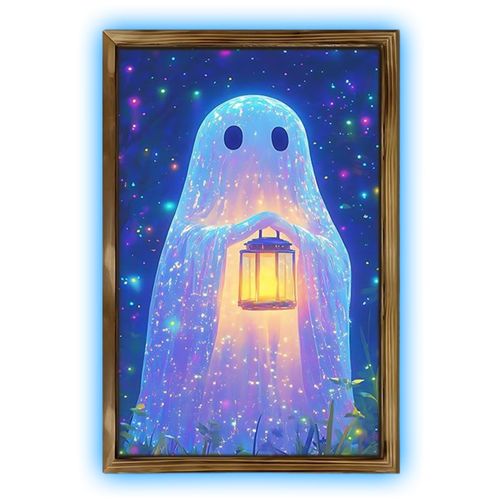 Pósteres luminosos de fantasma con arte espeluznante de Halloween para salón 8
