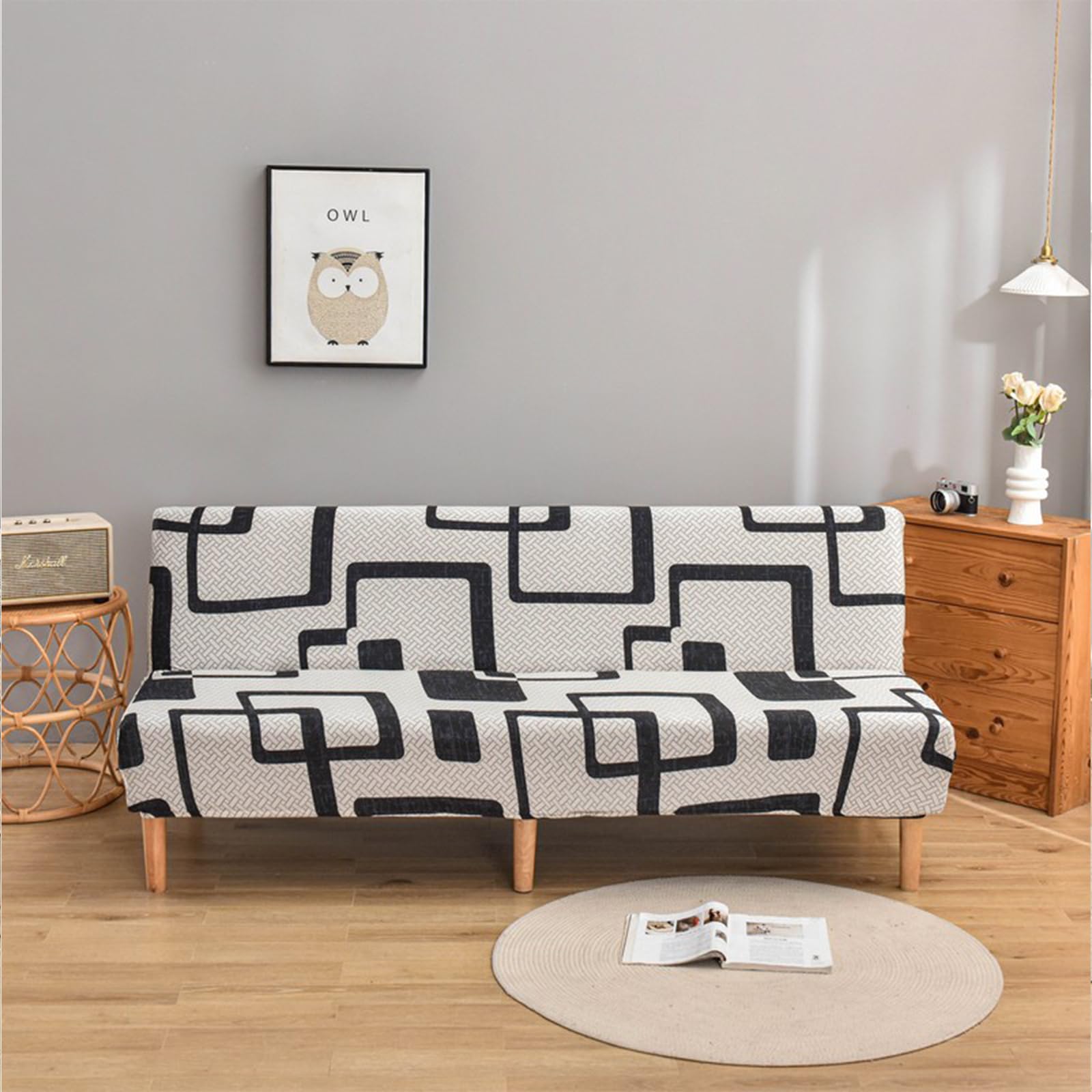 Canapé-lit sans accoudoirs sublimé par une housse de futon salon