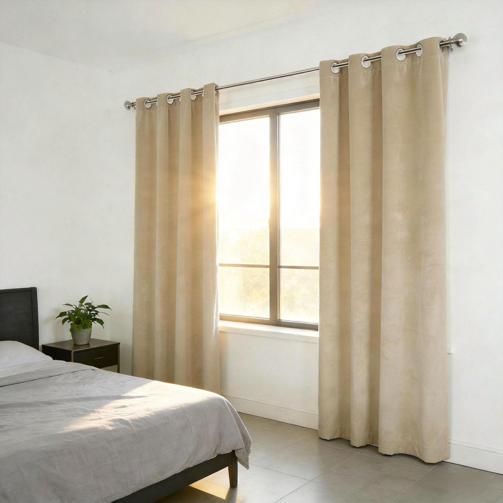 Rideau thermique isolant beige contre la chaleur et le bruit pour salon 190x160 cm