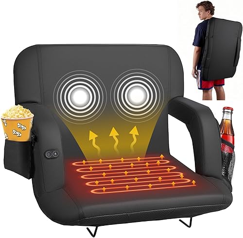 Miniatura 11 de VEVOR Asiento de estadio, 6 ángulos ajustables, asiento de estadio de 2.75 pulgadas con respaldo y reposabrazos, silla ancha con bolsillo de gancho