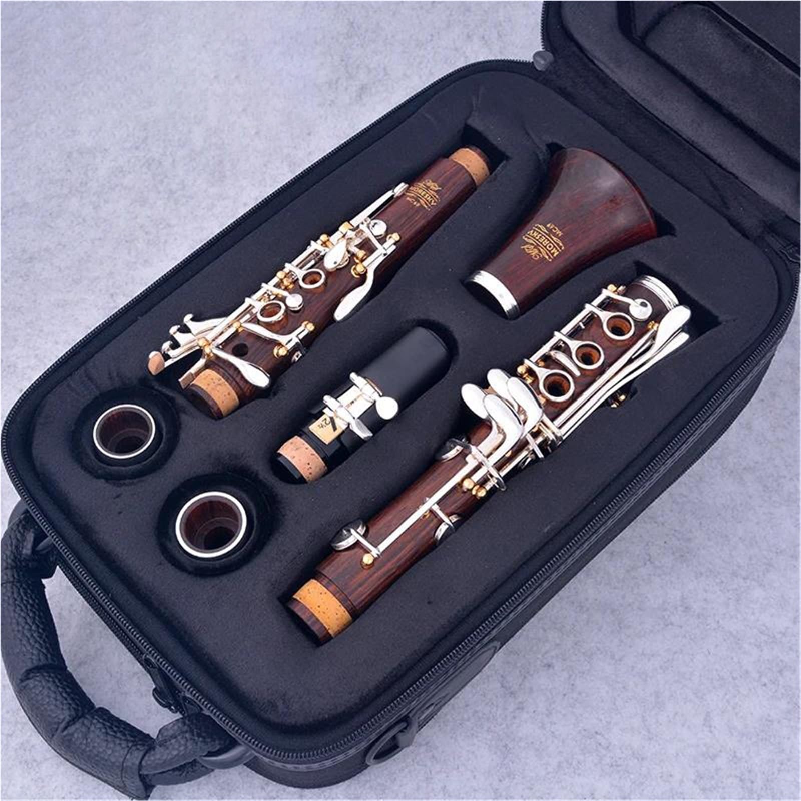 Clarinete Principiantes Clarinete De Madera Cocobolo | profesional, clave de C, 17 teclas plateadas