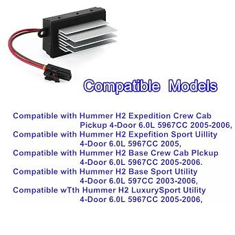 Blower Motor Resistor Heater Fan Control Module fit for Hummer H2 2003-2007 Replace 19331830 19329838 89023355 93803637 88986529 15-80388 15-80655 15-80911 19331830 3GSH-19E624-CA 4GSH-19E624-AA