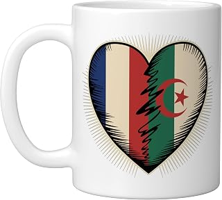 Half French Algerian Roots France Algeria Ceramic Mug, White