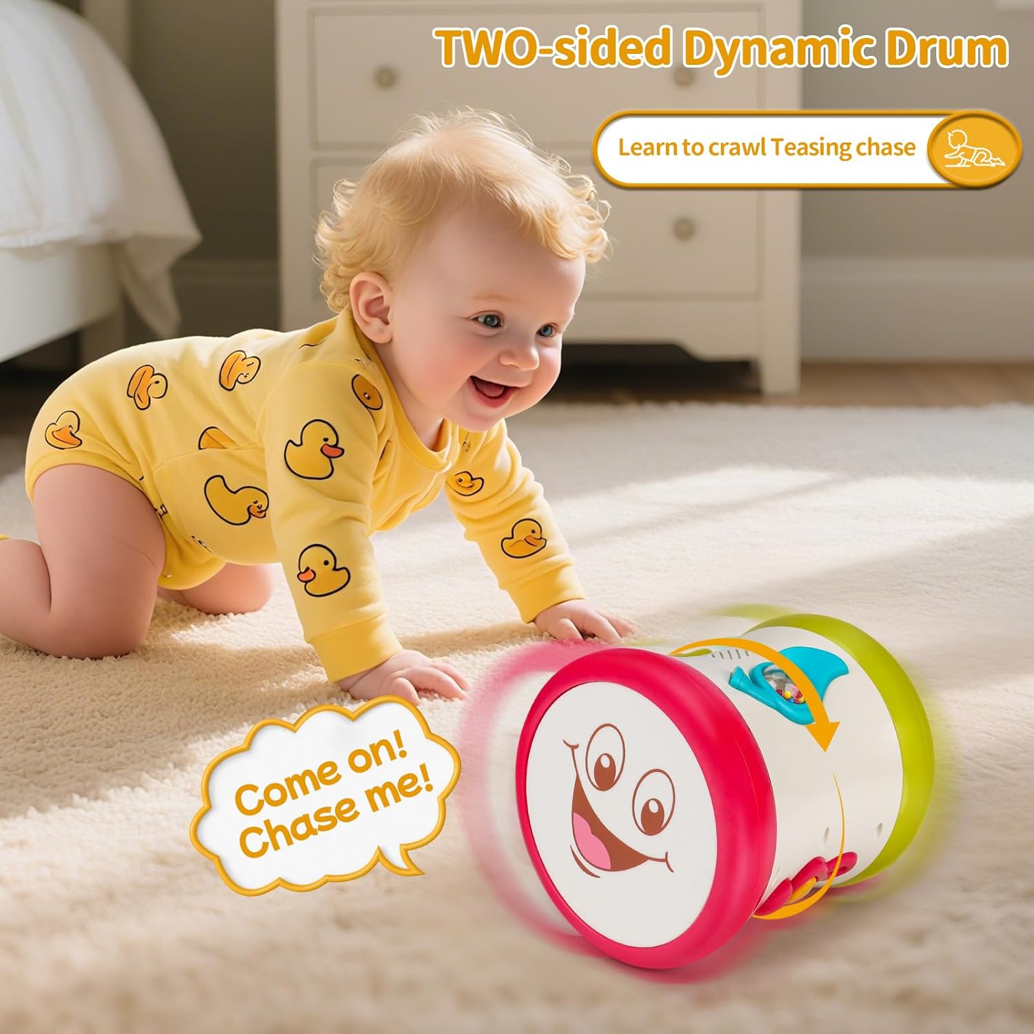 5 in 1 Baby Toy 0-6 Months Musical Early Learning Toy Drum for 1 Year Old with Light Toddler Sensory Toy for 1 2 Year Old Boy Girl Gifts