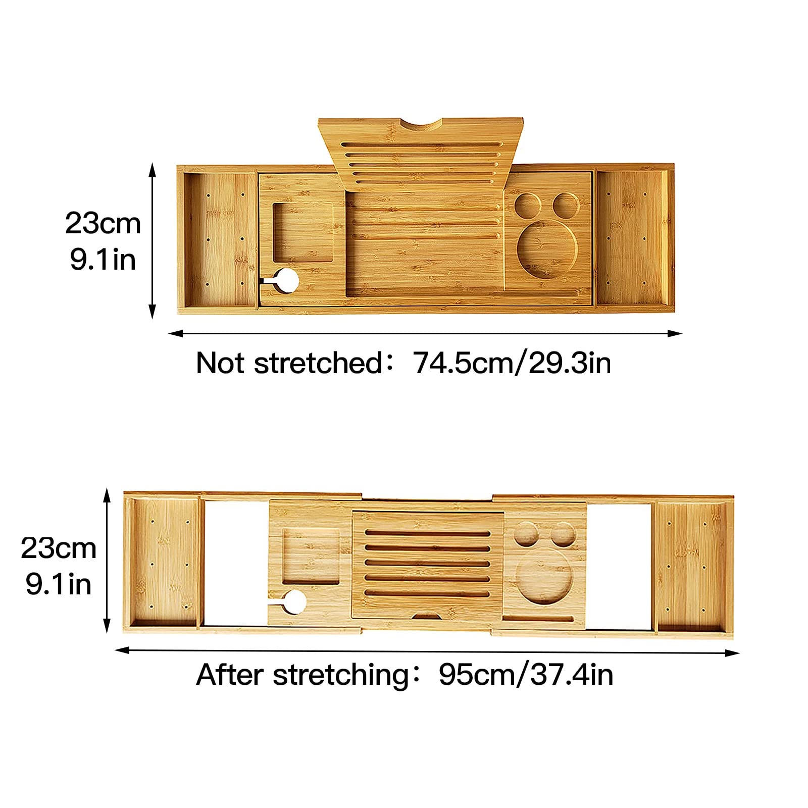 Bandeja de bambú de Lujo para bañera, Mesa de Bandeja de baño de Madera Caddy con Lados Extensibles, Estante de Lectura, Soporte para Tableta, Regalo para Sus Seres Queridos