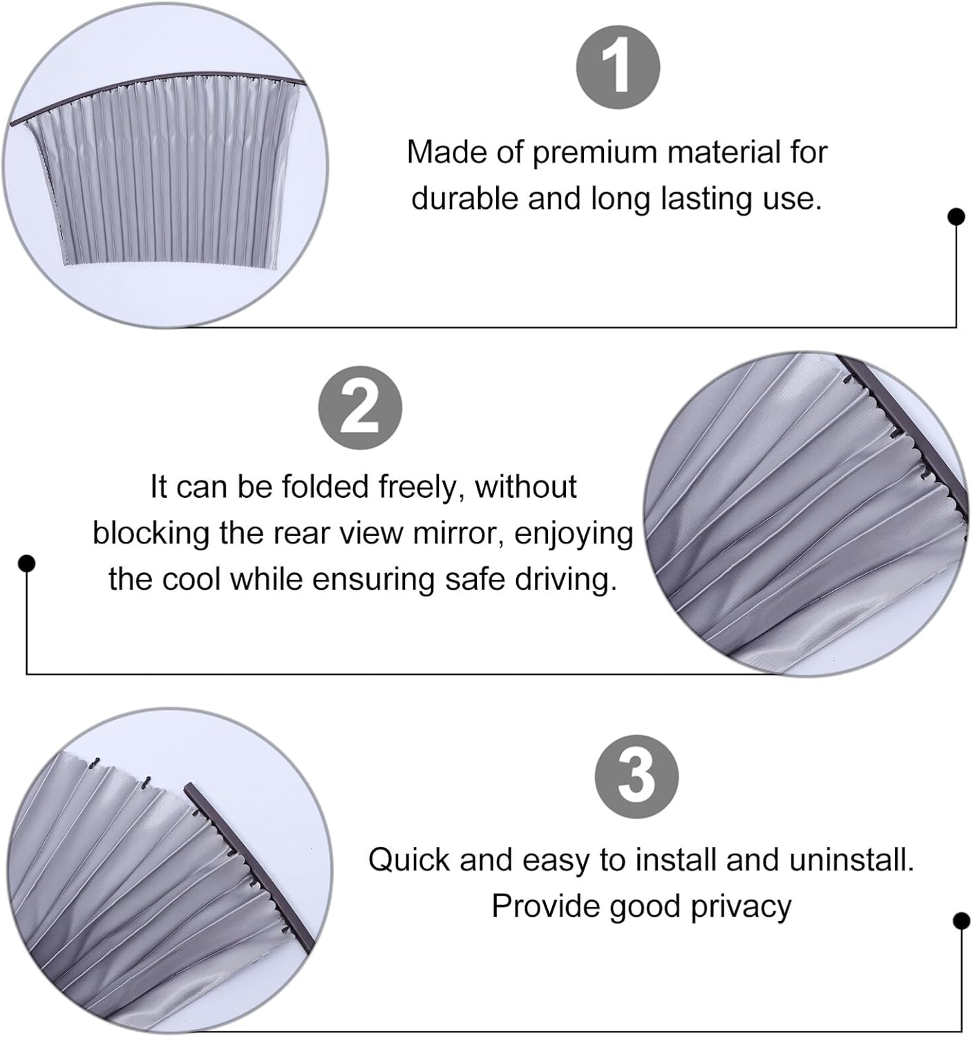 Alipis Magnetic Car Side Window Sunshade Curtain Auto Sun Visor Mesh Protection Shades for Front Seat Easy Attach Detach Breathable Mesh Material