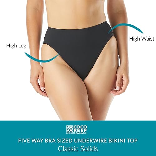 Miniatura 3 de COCO REEF Parte inferior de bikini de cintura alta y pierna alta - Parte inferior de traje de baño con control de abdomen