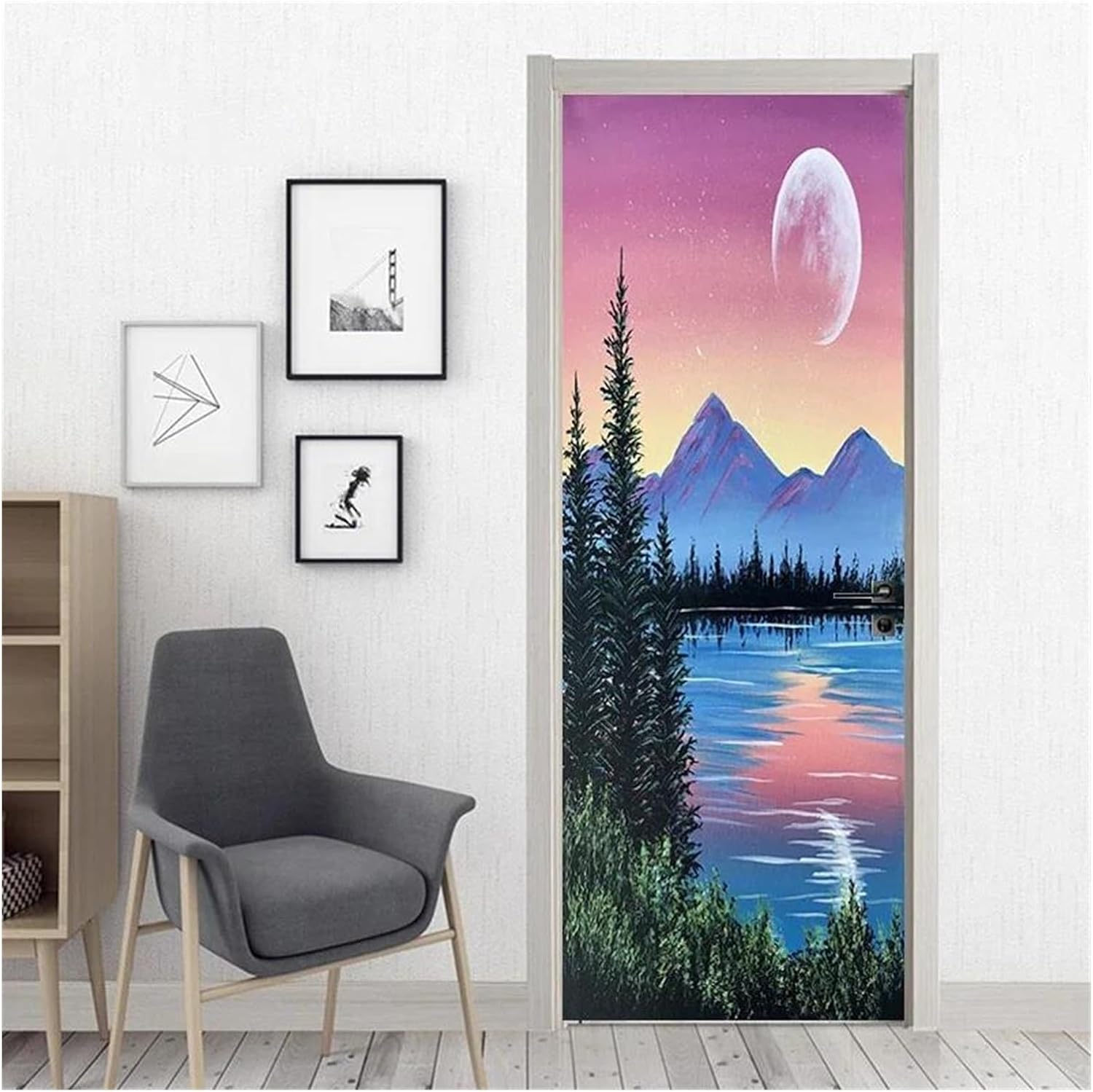 お楽しみセット ドアデカール3D 山の風景ドアステッカー自然風景自己粘着壁紙家の装飾