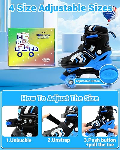 Miniatura 3 de Patines de Ruedas para Niños, 4 Patines de Ruedas Ajustables con Ruedas Iluminadas, Patines de Ruedas para Niñas y Niños, Niños Principiantes para