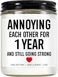 Candle, 1 Year Anniversary, Gifts for Boyfriend, Girlfriend, Husband, Wife, Him, Her, First Anniversary, Gifts for Couple, Men, Women, 1st Year Wedding Anniv. Paper Presents or Decorations