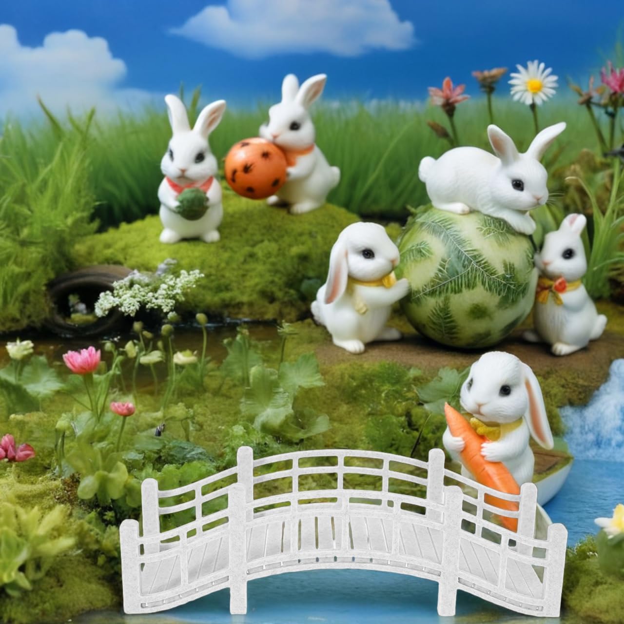 Mininature Bridge Arc Bridge with Railings Miniatures Fairy Garden Craft Arch Plank Figurines Dollhouse Garden Decoration Outdoors Artificial Set Fish Ornament Micro Landscape Present