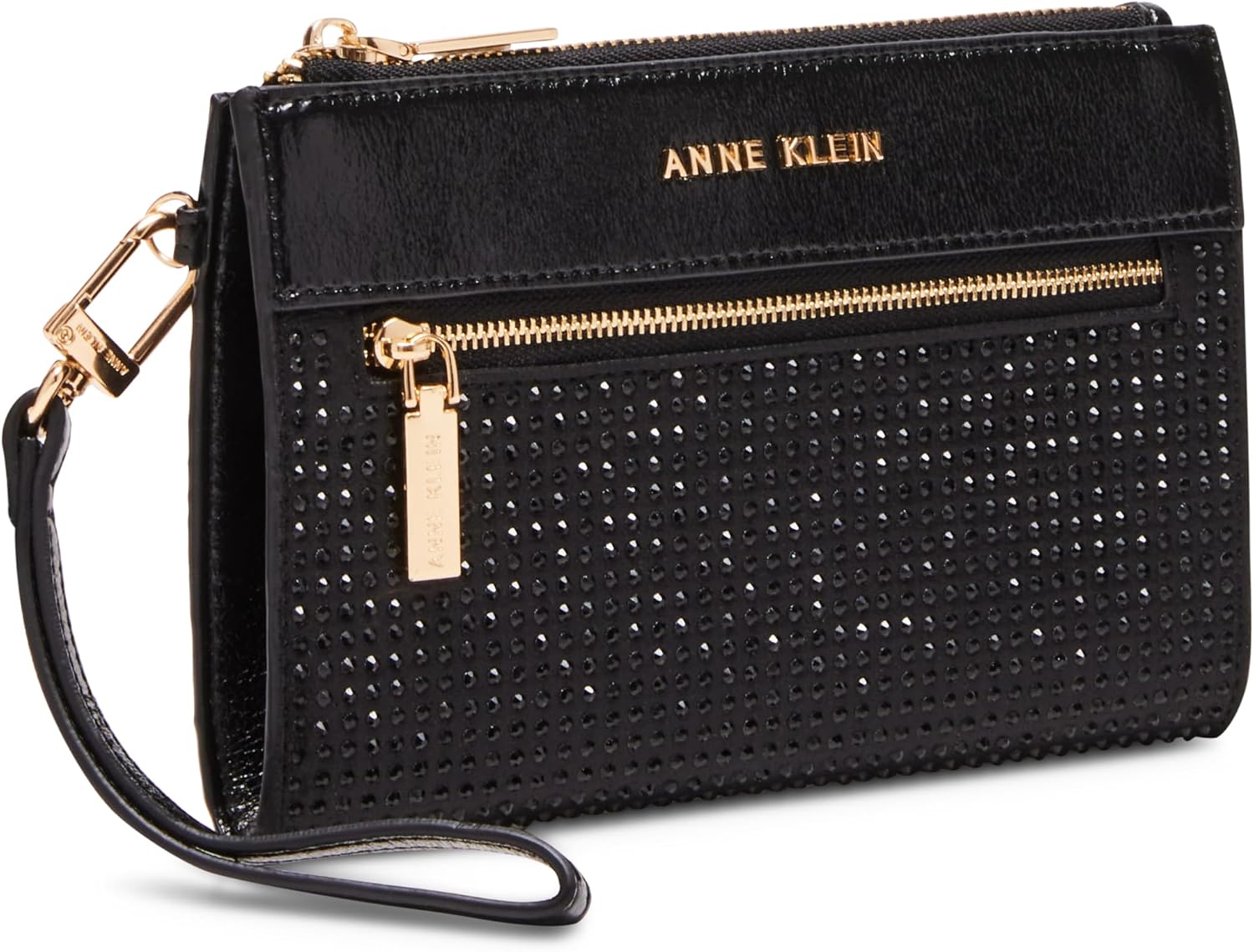 Anne Klein womens Ak 2 Piece Gift Set With Rhinestone Zip Clutch and Card Case
