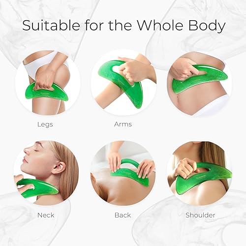 Miniatura 71 de Scienlodic Herramienta de masaje corporal Gua Sha con asa, herramienta Guasha más grande para masaje de espalda, cuello, cara, piernas, drenaje