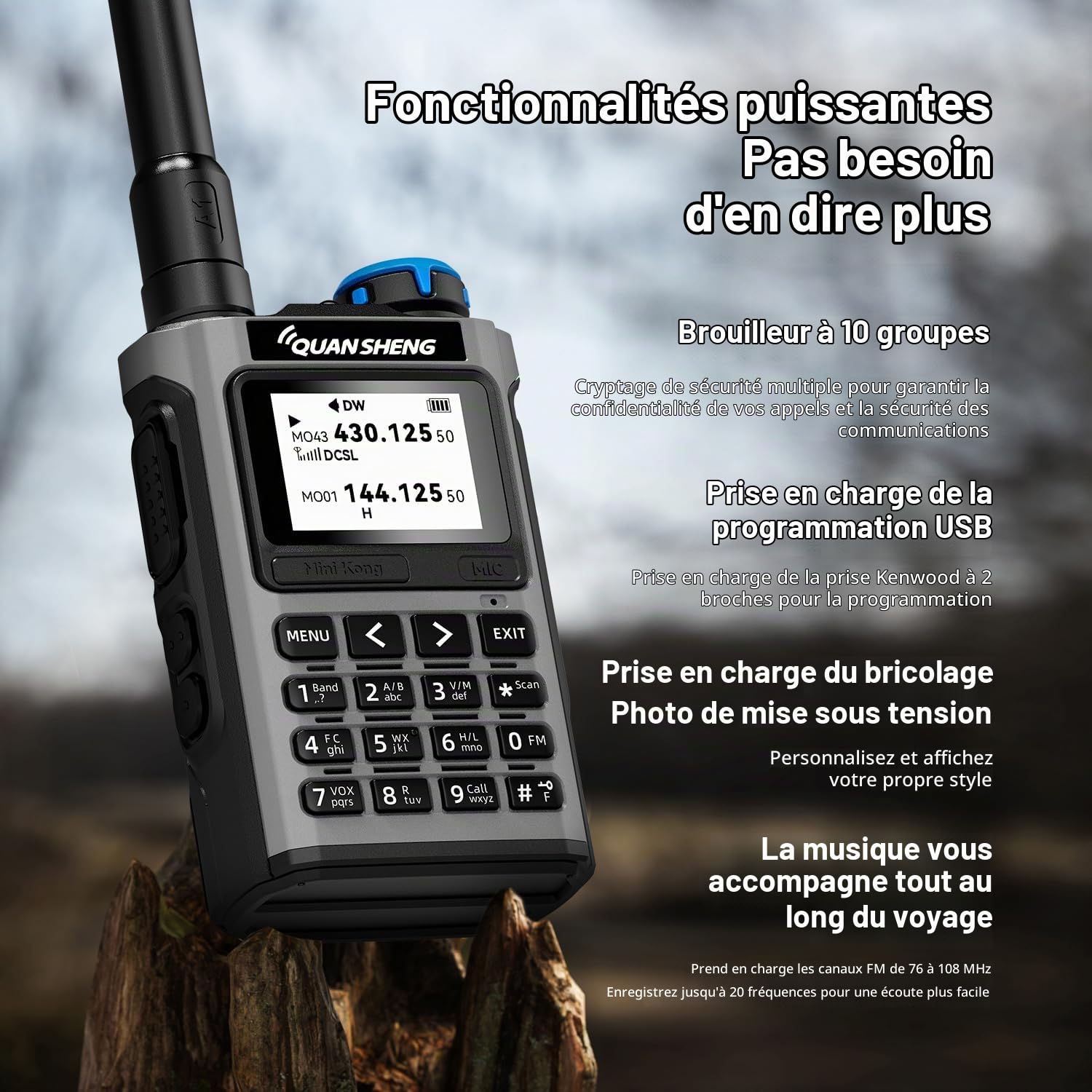 QUANSHENG UV-K1 Walkie Talkie Handheld Ham Radio, Air Band Receive 50-600MHz, Wireless Copy, One Key Frequency Match, Type-C Charging, NOAA Weather, 200 Channels, VOX, Portable Two Way Radio