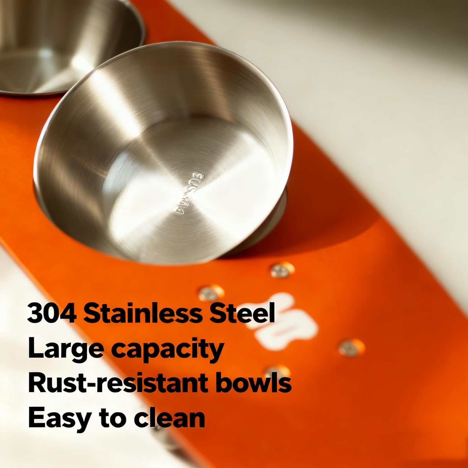 Dog Bowls Water and Food Cat Bowl Stainless Steel Bowl Pet Feeder Bowls for Medium Dogs and Cats Puppies, Orange