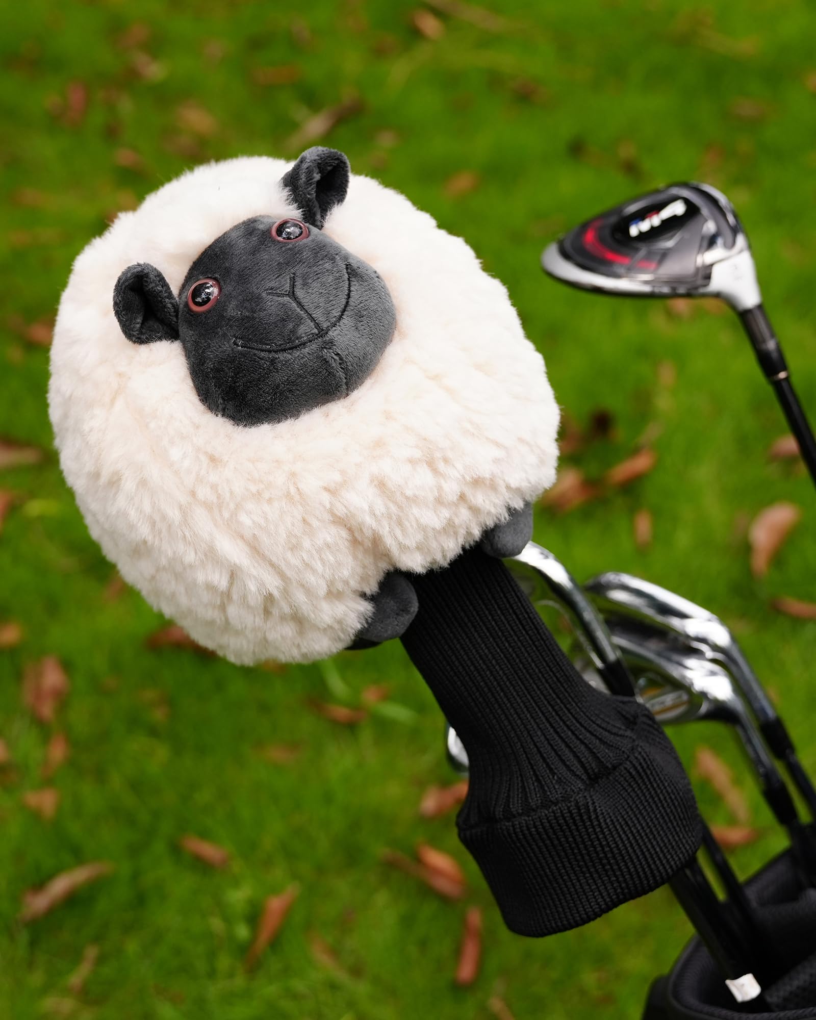 Suffolk Sheep Woolly Golf Driver Head Cover 460cc Plush Fluffy Animal Headcover for Men & Women Soft Faux Fur for Woods Novelty Gift