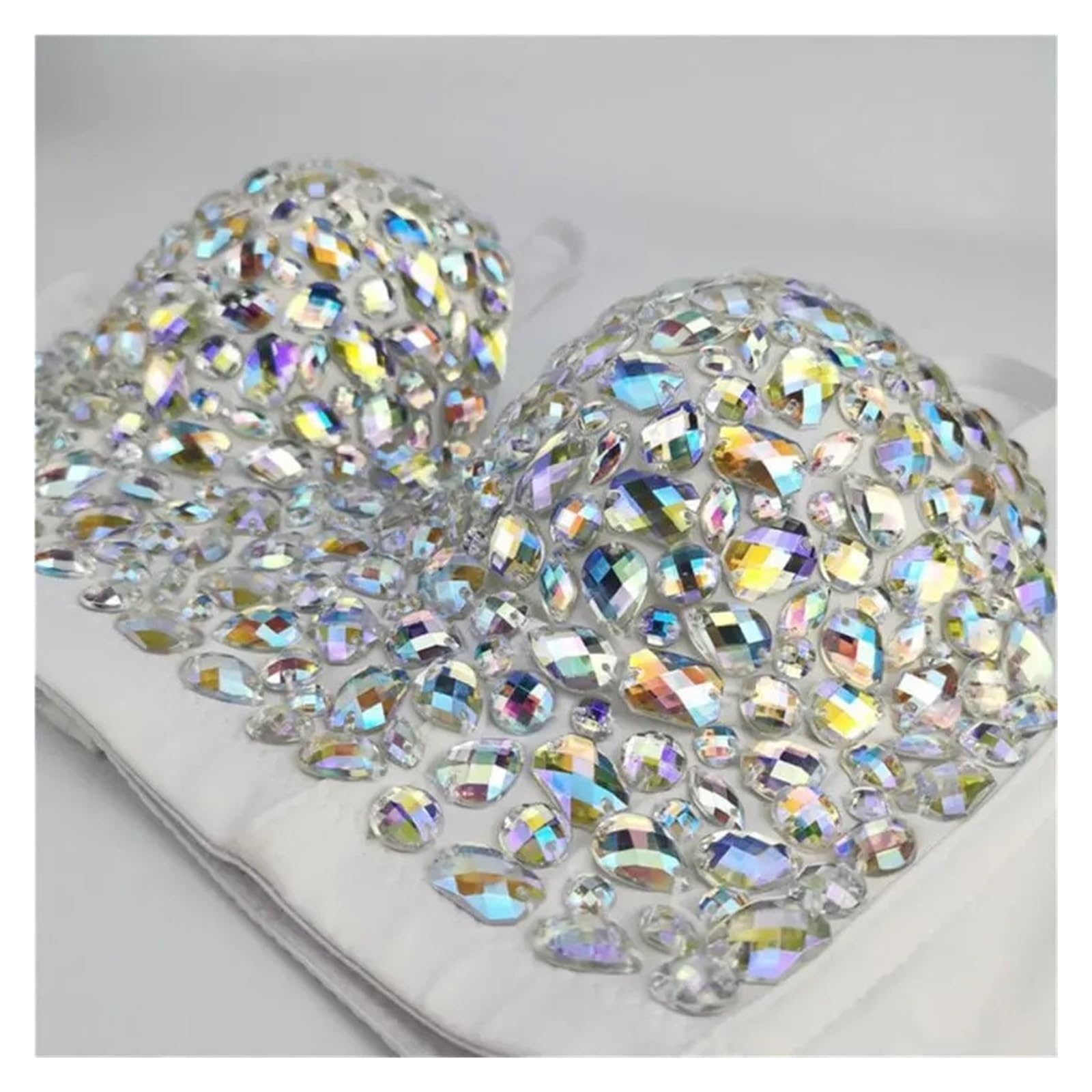 Top Brillantinato Donna Top Corto con Bustino e Spalline Sottili Strass Colorati da Donna