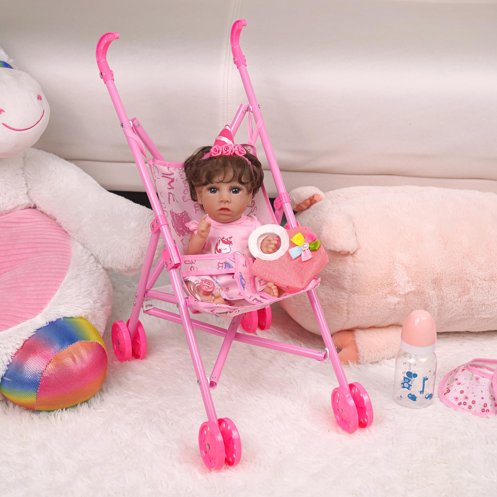 Baby Stroller Doll Pack And Play Set BABESIDE 4Pcs Baby Doll