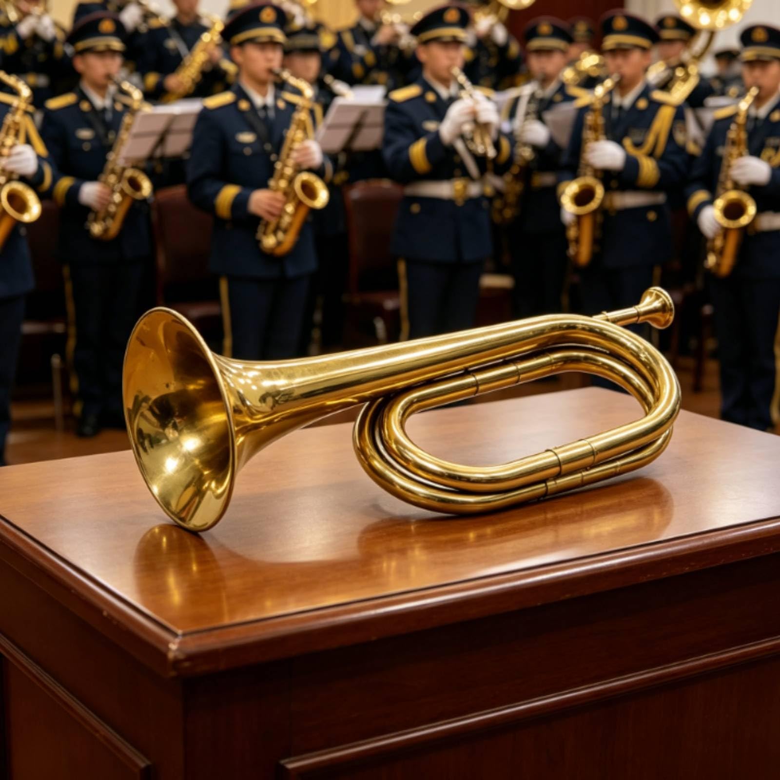 Tromba da Sfilata Leggero Strumento a Fiato in Ottone Chiaro Strumento a Fiato in Ottone con Bocchino per Bande Musicali, Musicisti, Oro