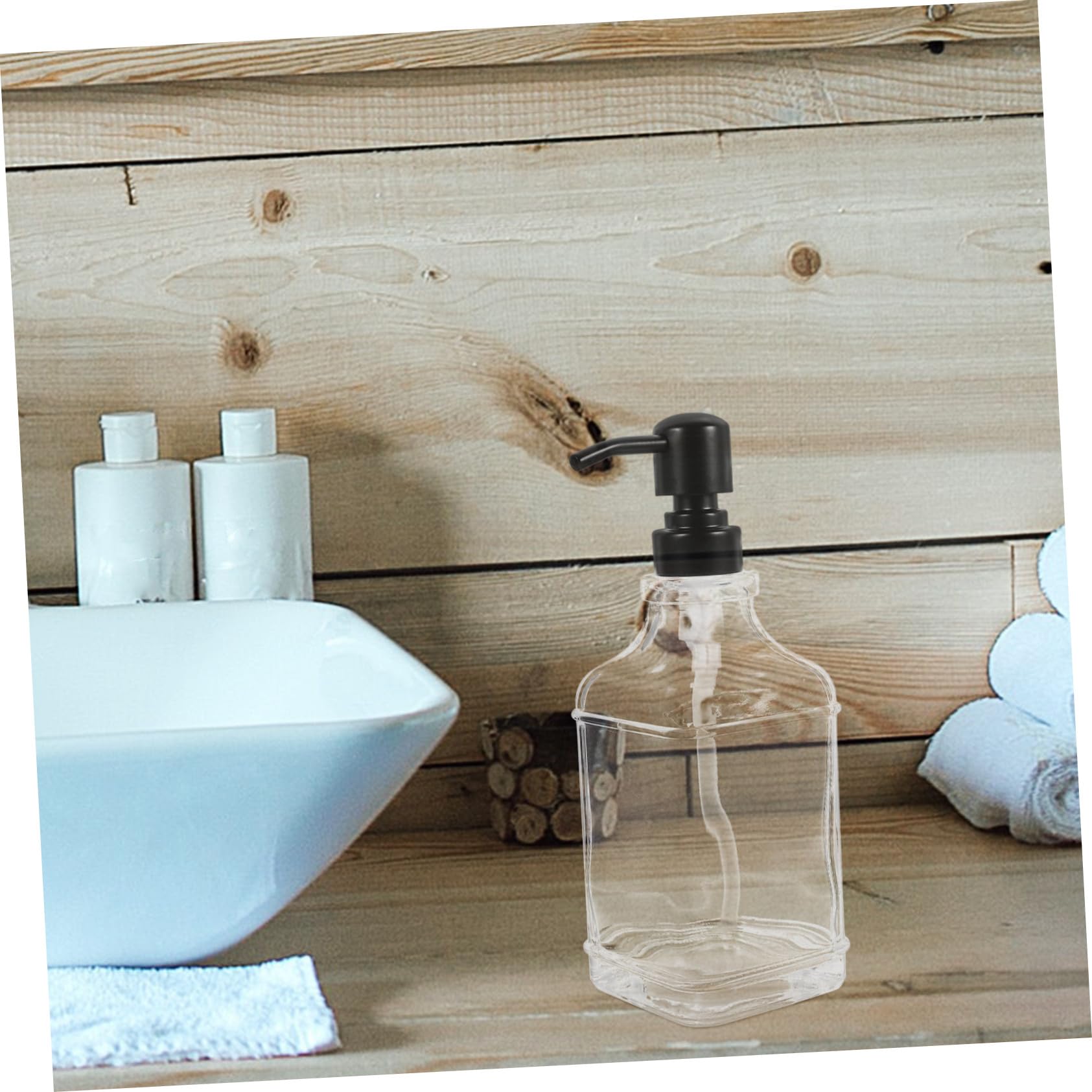 Anneome Botella Dispensadora De Jabón Vacía De Vidrio Transparente Dispensador Rellenable para Manos Champú Acondicionador Loción Baño y Cocina
