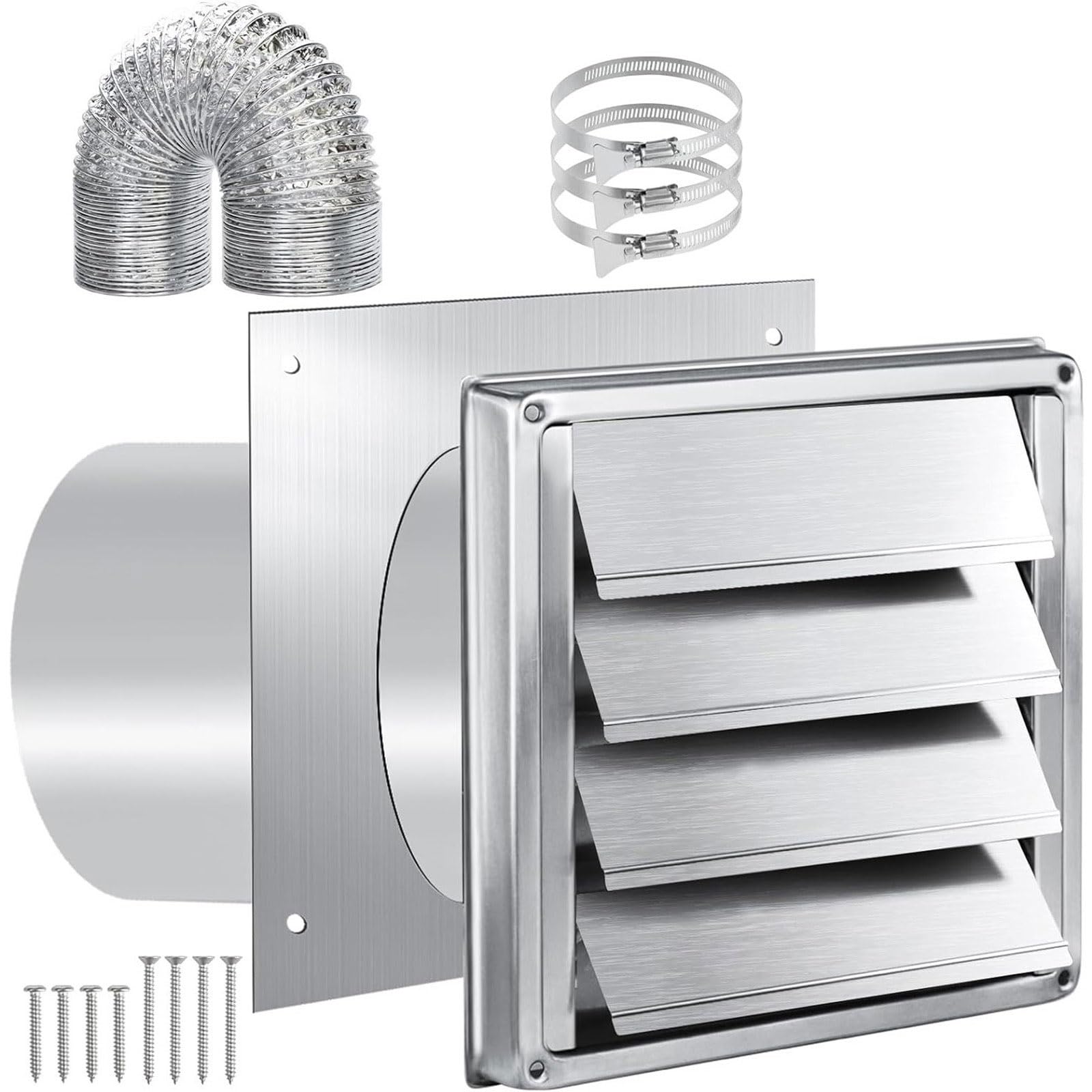 4Inch Dryer Ducting Tube Vent Hose Connectors Wall Ducts Extracts Valves Duct Grills Cover Dryers Vent Wall Plate for Bathroom Exhaust Fan