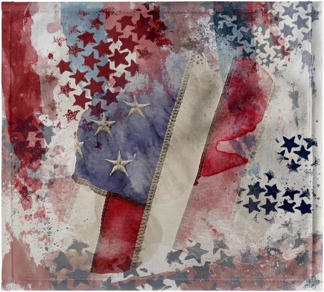 3dRose Image of Abstract Patriot Design of Stars and Flag, Red, White, Blue 22x30 Bath Hand Pool Towel