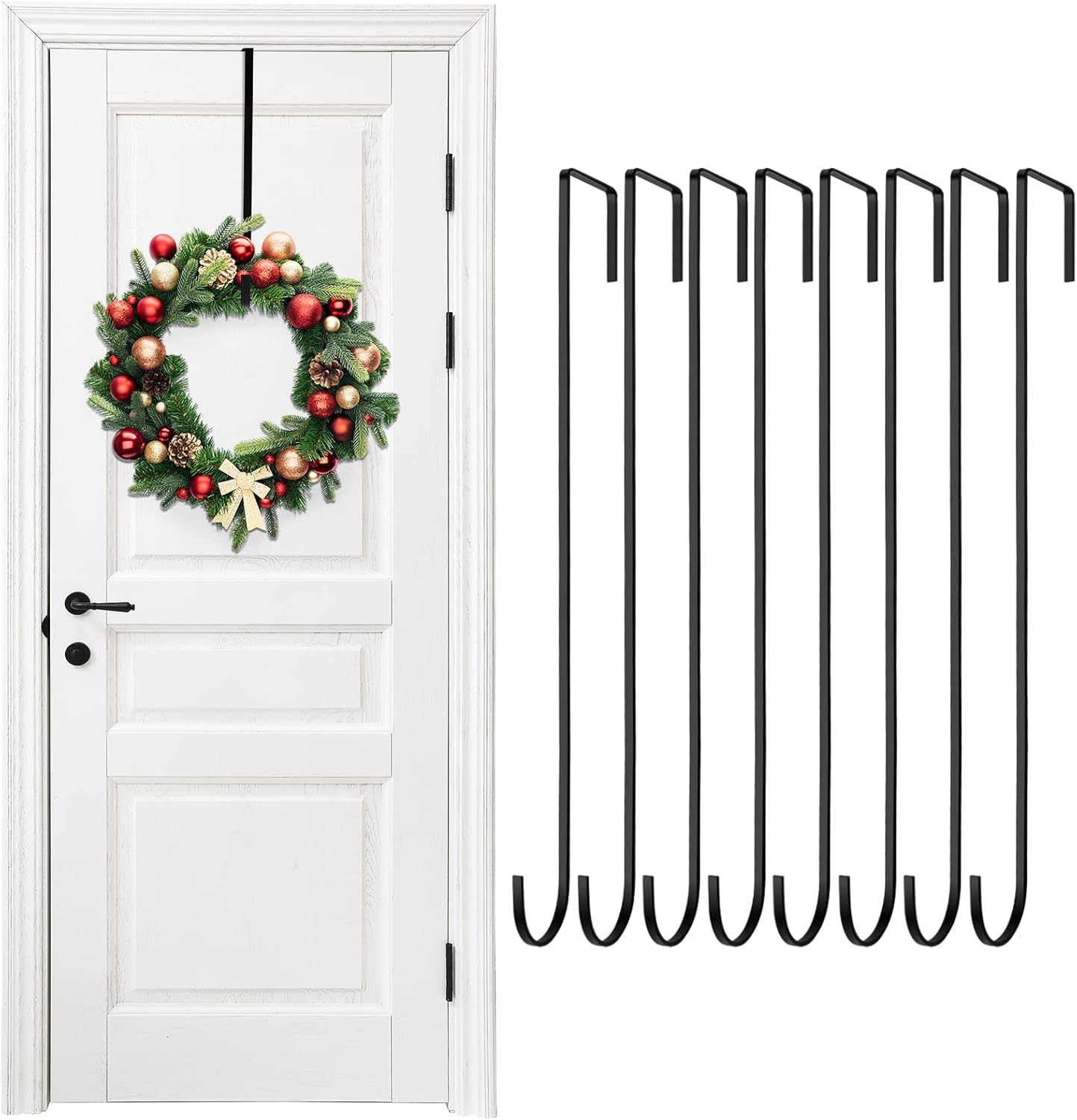 Fovths 8 Pack 14.5 Inch Christmas Wreath Hanger Hooks Over Door Metal Wreath Hook Heavy Duty Wreath Hanger for Front Door Decor : Home & Kitchen