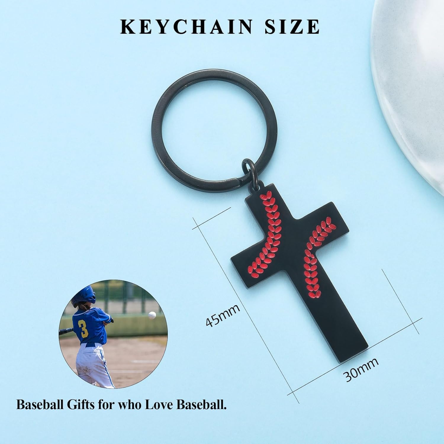 Baseball/Basketball/Soccer/Football Christian Cross Keychains for Men, First Communion Baptism Confirmation Gifts - Image 2