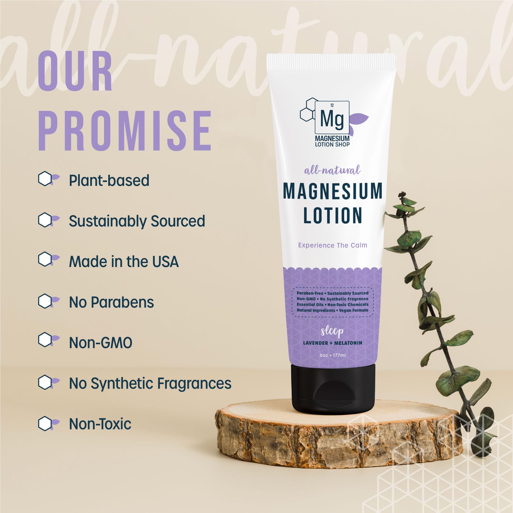 Lavender Melatonin Magnesium Lotion with Zechstein Magnesium, 6 oz