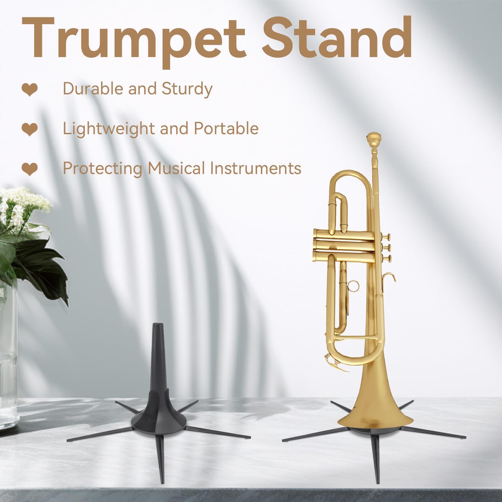 Agatige Supporto per Tromba Portatile, Supporto per Tromba 5 Gambe Staccabile e Pieghevole Accessori Professionali per Strumenti Orchestrali Tromba Clarinetto
