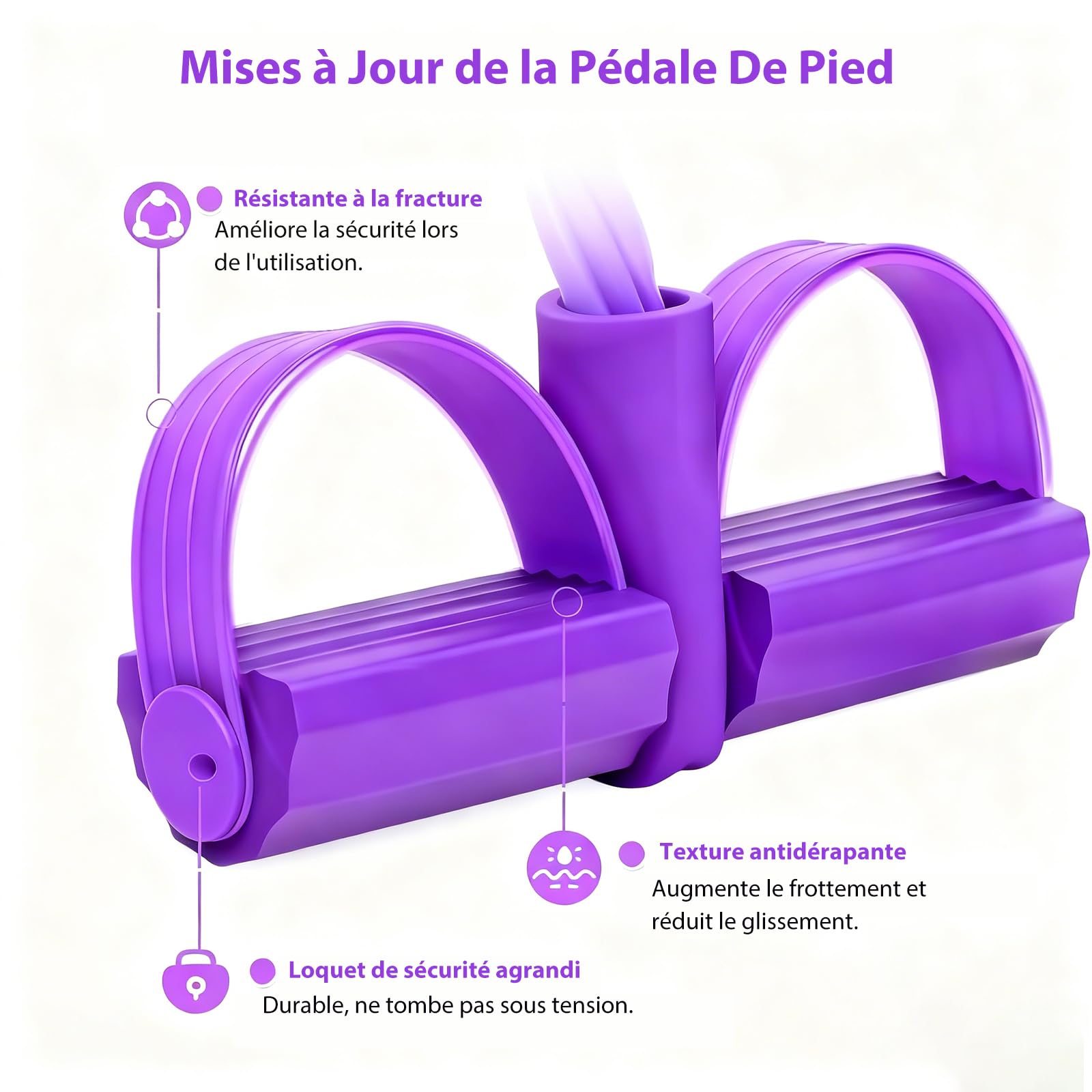 Bande de Résistance 6 Tubes avec Pédale - Élastique de Fitness pour Abdominaux, Cuisses, Bras