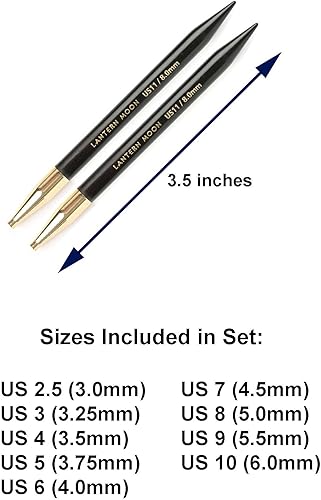 Miniatura 4 de Lantern Moon Ancestry - Juego de 9 pares de agujas de tejer circulares intercambiables de 4 pulgadas, hechas a mano de ébano de EE. UU. 2.5, 3, 4,