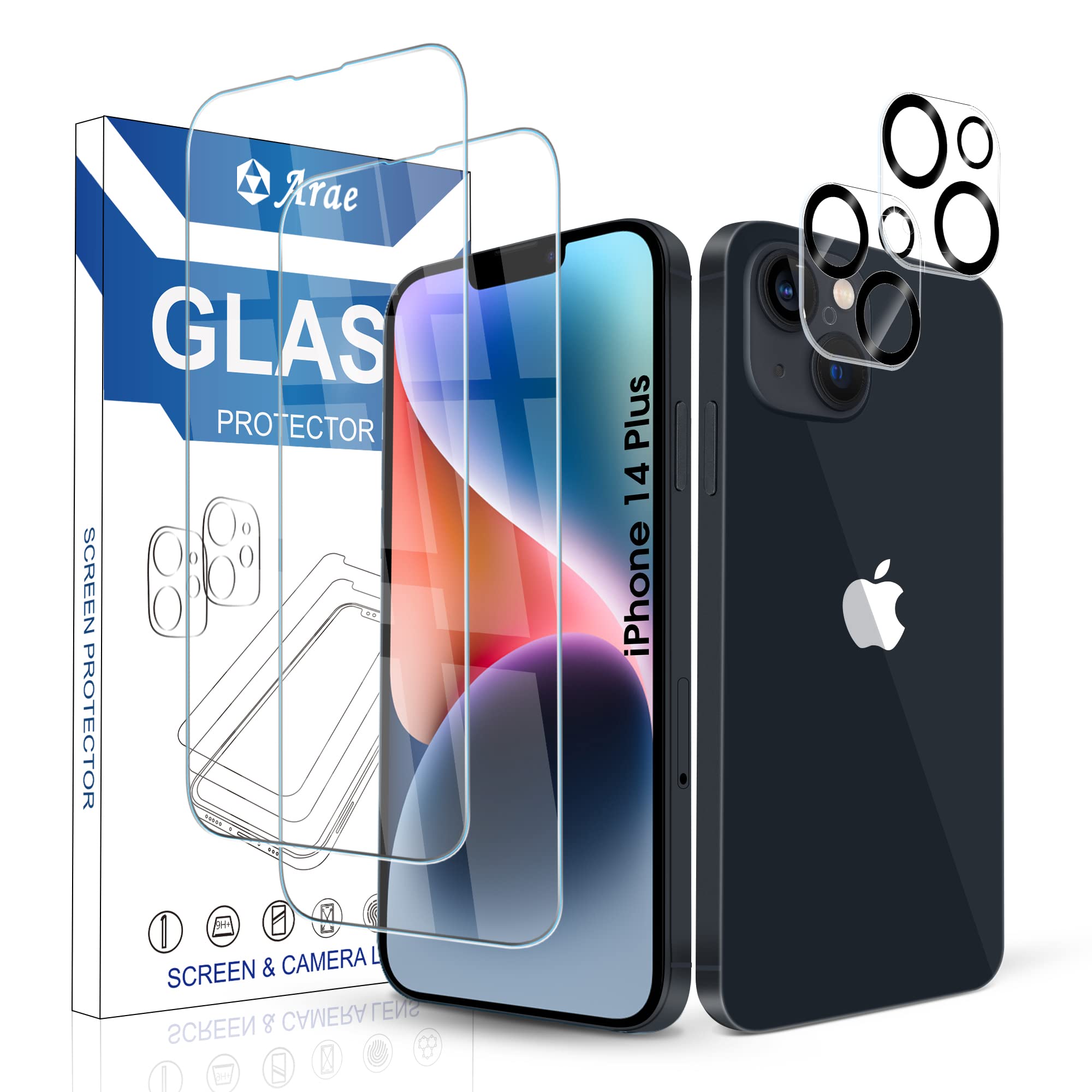 Amazon | 【2+2PCS】Arae iPhone 14 Plus ガラスフィルム 「ガイド枠 