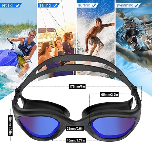 Miniatura 7 de WIN.MAX Gafas de natación polarizadas para piscina, antiniebla, anti rayos UV, sin fugas, visión clara para hombres, mujeres, adultos, adolescentes