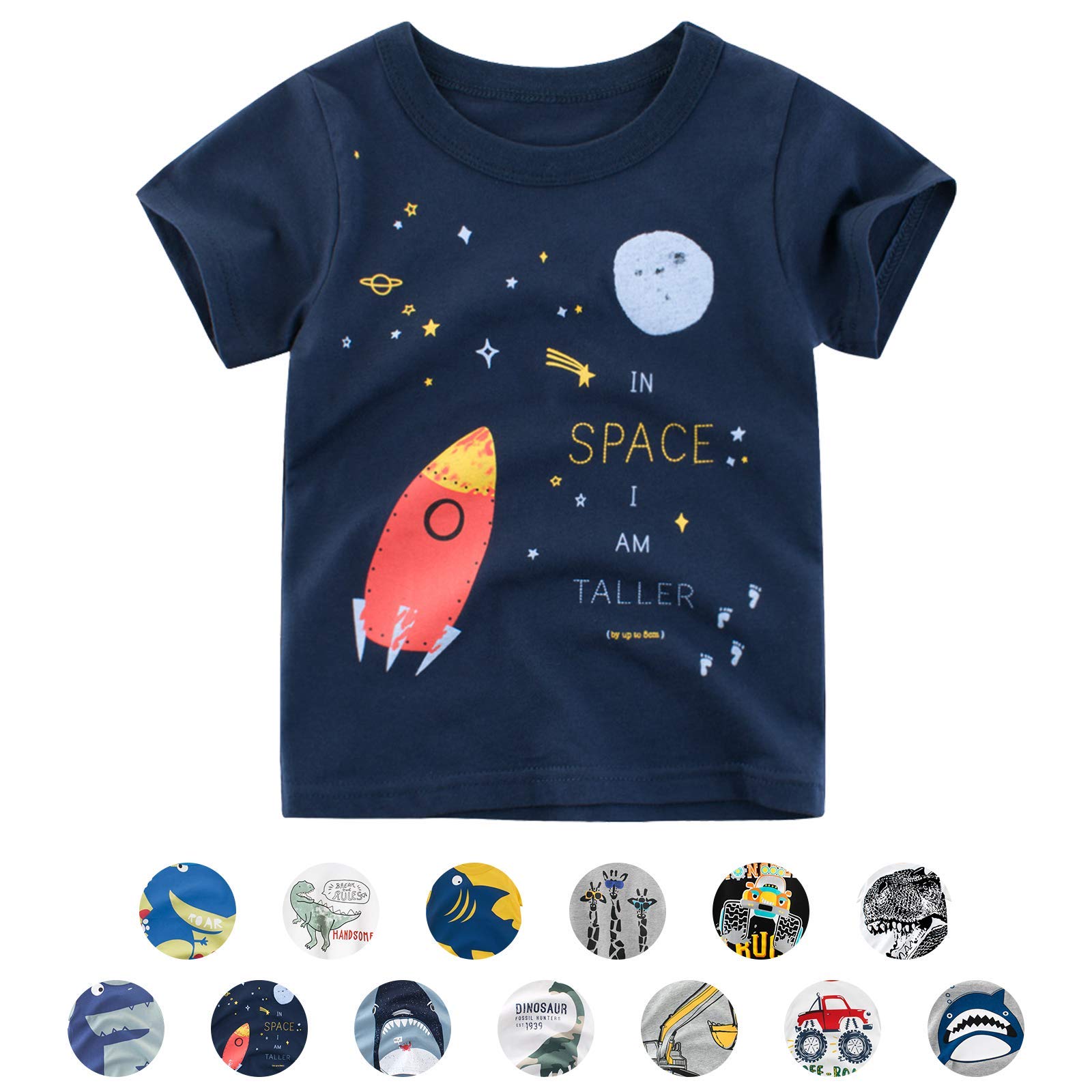 T-shirt dziecięcy, bawełniany, z uroczym wzorem zwierzęcym z kreskówek, uniseks, dla dzieci w wieku 1-7 lat