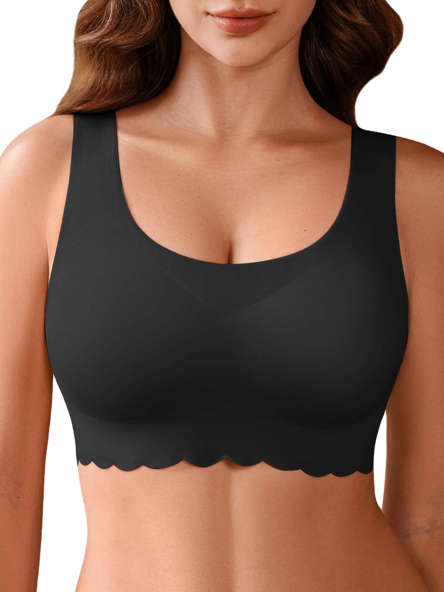 Nahtloser Pullover BH Damen ohne Bügel Bequem Schlaf-BH mit Breiten Trägern | Atmungsaktiv Lounge Bra mit Voller Abdeckung, Bügelfrei, Verschlusslos, Druckfreiheit, leicht
