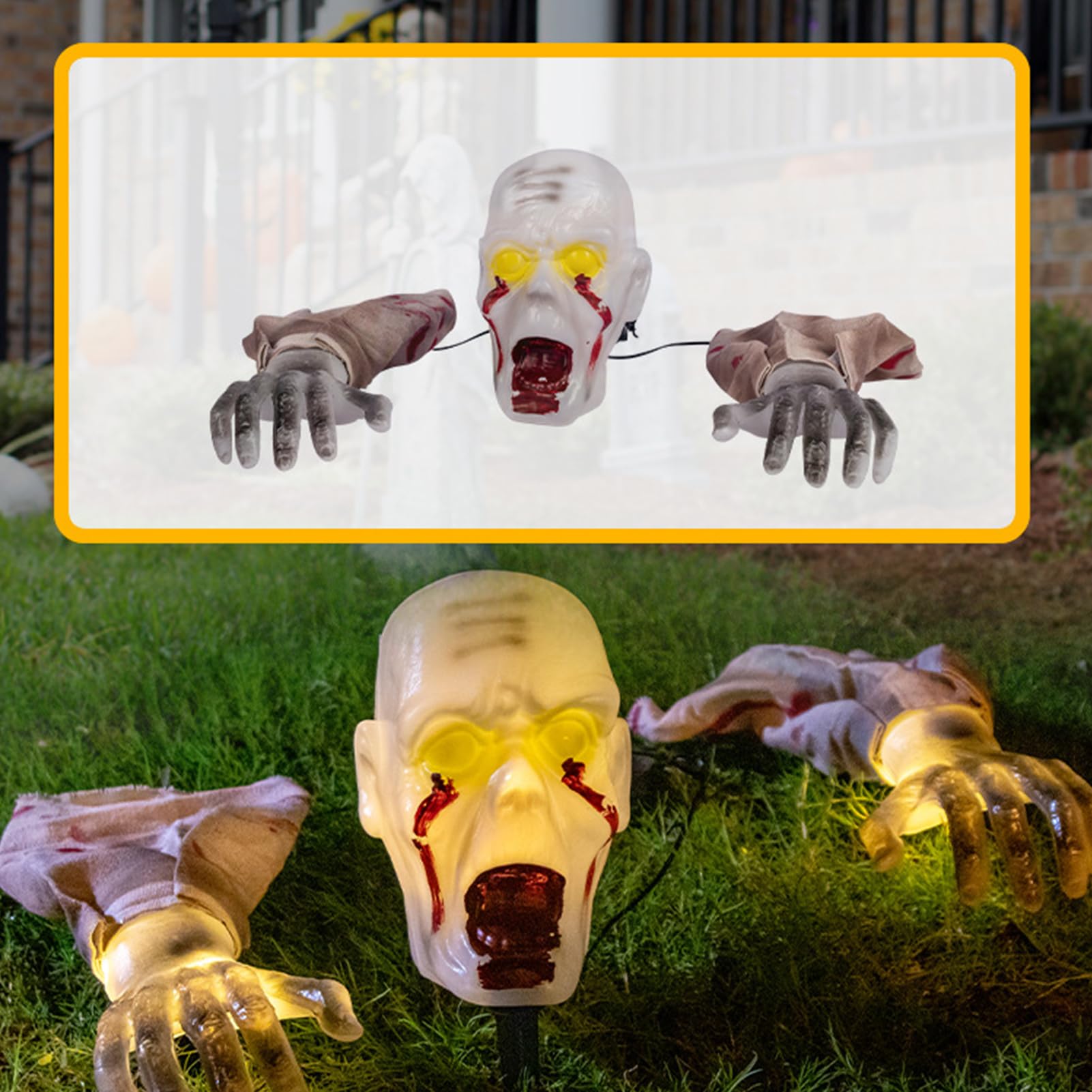 Halloween Zombie Skeleton Yard Decoration Stakes With LED Lights - Haunted House Prop 13 thumbnail image