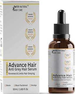 Anti-Grey Hair Serum | Reverses & Limits Hair Greying Biotin, Black Tea Extract | Light-Weight, Non-Sticky & Odourless | for Men and Women | 50 Ml / 1.69fl oz