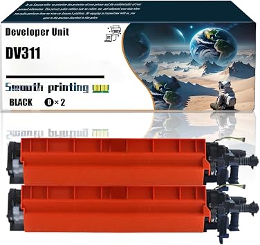 Replacement Parts Developer Unit DV311 Compatible with Konica Minolta bizhub C220 bizhub C280 bizhub C360 Printers, Contains Chip and Clear Printing 2 Pack Black