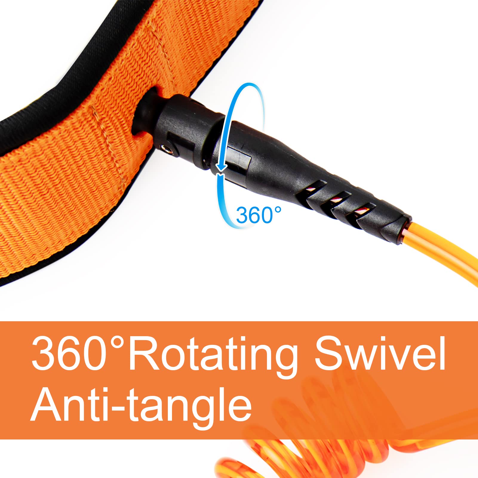 ACAGALA Surfboard Waist Leash 7mm Thick 10ft Coiled Surf Board Leash SUP Stand Up Paddleboard Leash