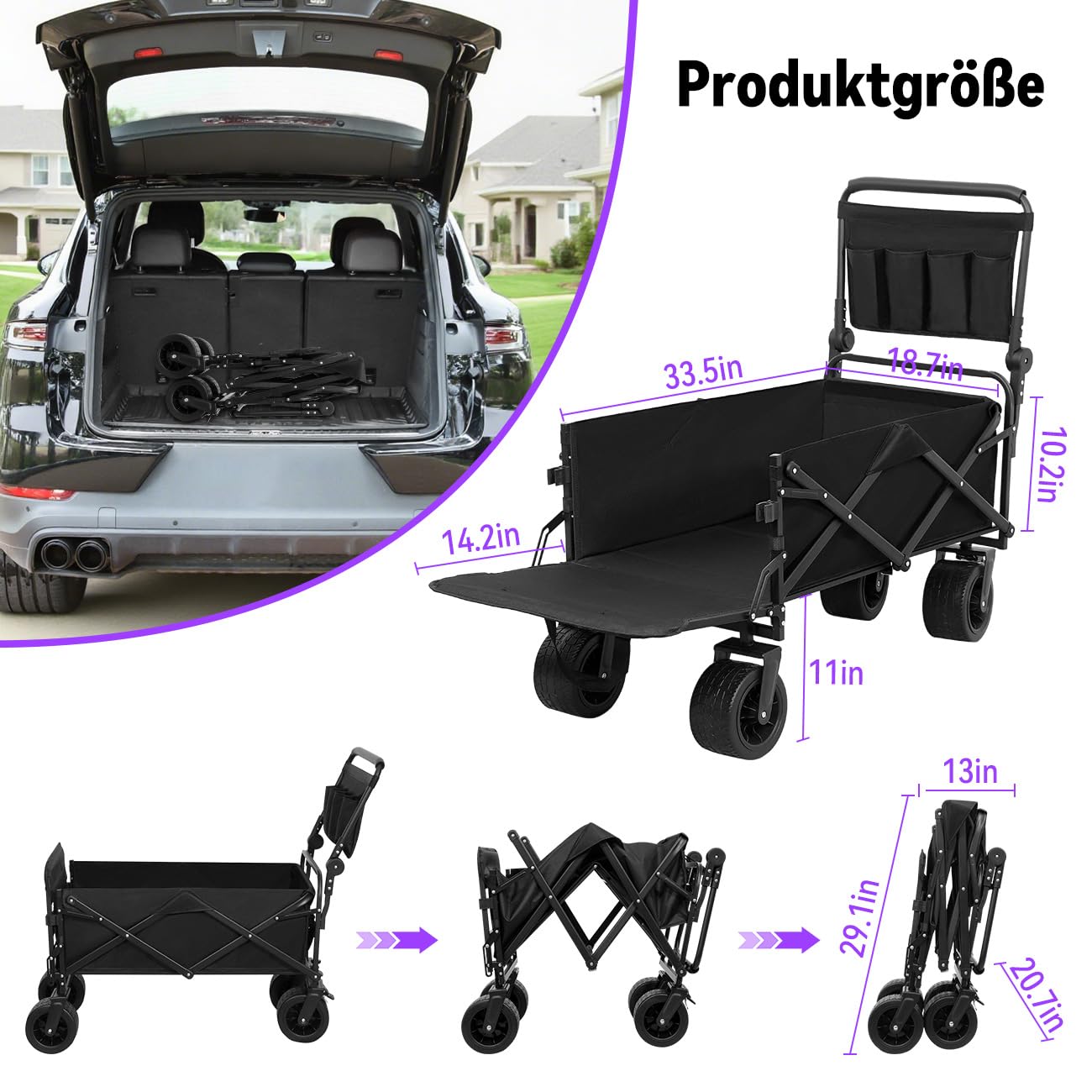 Carrito para Perros Grandes Senior y Post-Cirugía, 50kg, Plegable con Ruedas Sin Aire y Puerta Trasera de Fácil Acceso - GGW