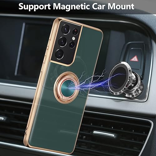 Miniatura 3 de EYZUTAK Funda magnética galvanizada, 360 grados con rotación de metal para anillo de dedo con imán para coche, funda de silicona suave a prueba de