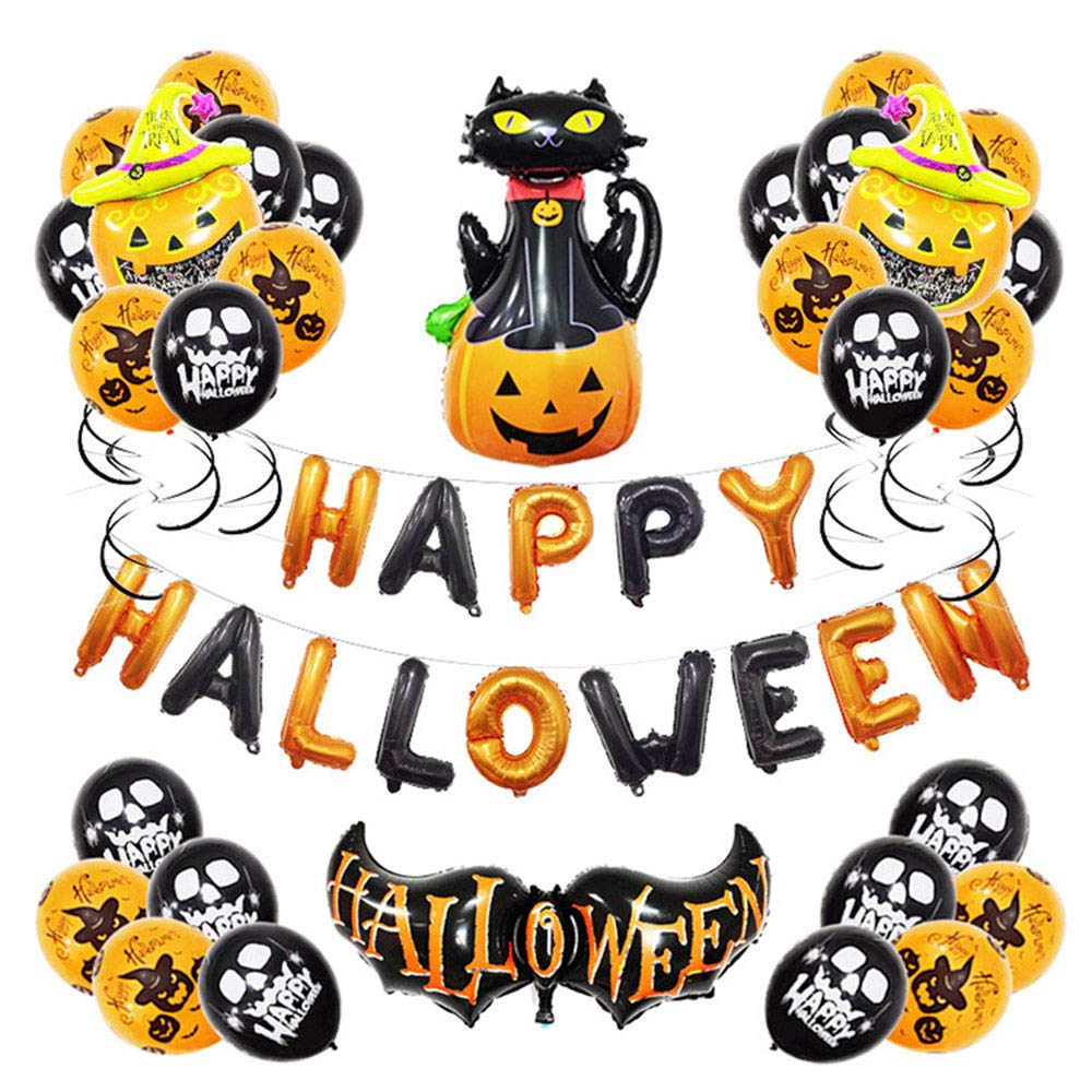 ⏳ ハロウィン飾り Happy Hallowen ガーランド 黒猫 カボチャ Amazon | ハロウィン飾り 風船 Happy Hallowen ガーランド 黒猫