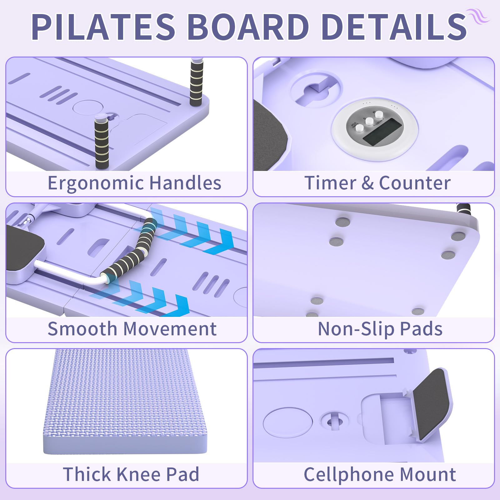 Tavola da Pilates pieghevole, Set di attrezzature per Pilates Reformer Board multifunzionale con rimbalzo automatico per allenamenti completi del corpo, regalo fitness per donne