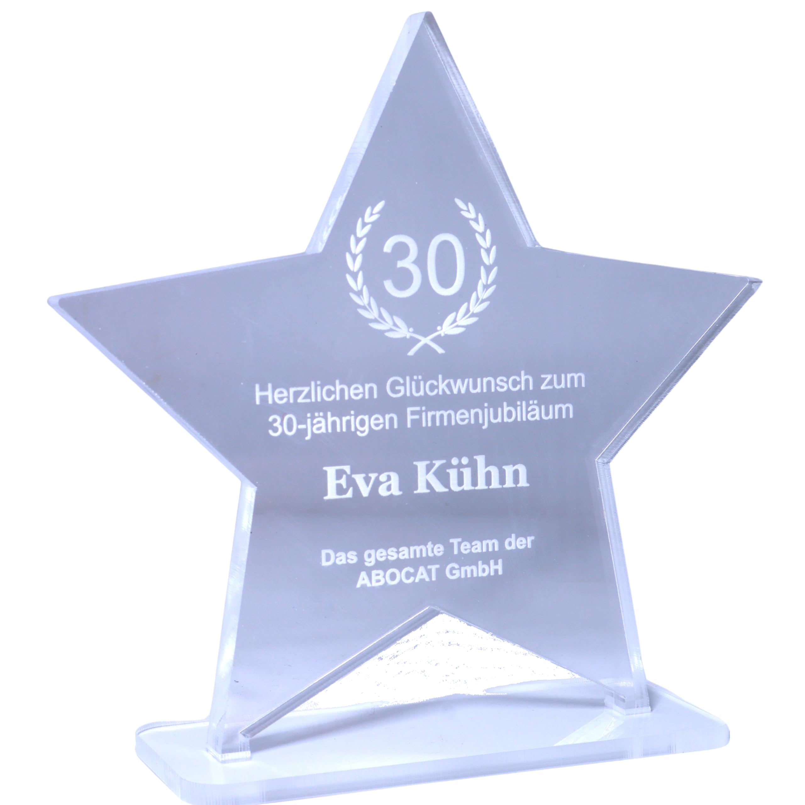 Pila Stone Firmenjubiläum - Exklusiver Award aus kristallklarem Acrylglas – Individuell & Persönlich - personalisier und anpassbar - 10 mm Acrylglas