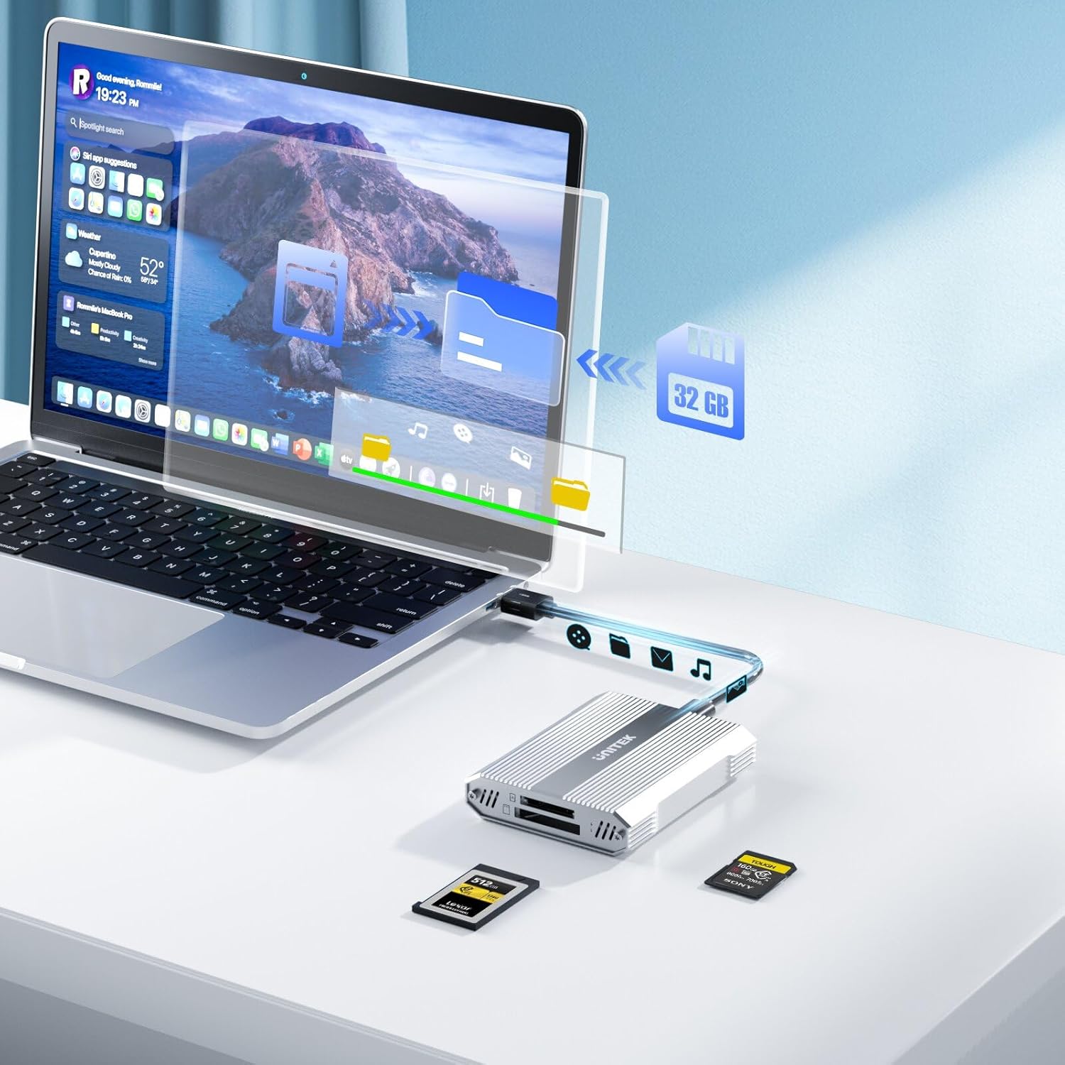 Unitek CFexpress Type A and SD4.0 UHS-II Memory Card Reader, 10Gbps USB 3.2 Gen 2, CF Express Reader for CFexpress Type A/SD/SDHC/SDXC/SDUC, Plug and Play, Compatible with Windows/Mac/Linux/Android