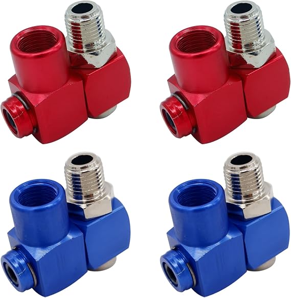 GASHER 4Pcs 1/4 Inch 360° Swivel Air Hose Connectors With Industrial Plugs - Aluminum Fittings - View #3