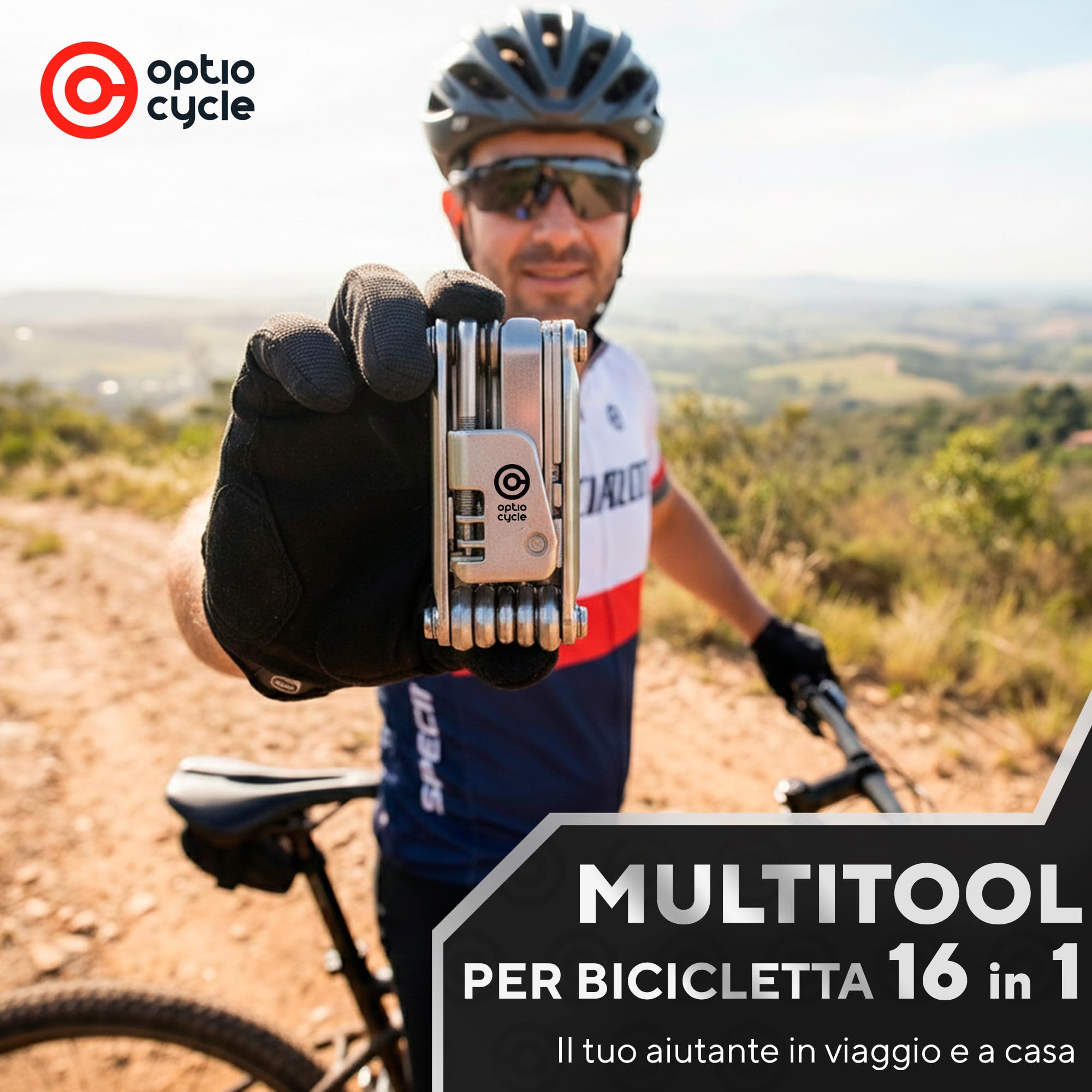 Multitool Bici 16 in 1 con Smagliacatena e Leva Gomma – Kit Attrezzi Bici Portatile | Multitool MTB, Bicicletta da Corsa, Gravel, E-Bike | Multi Tool Manutenzione Bicicletta