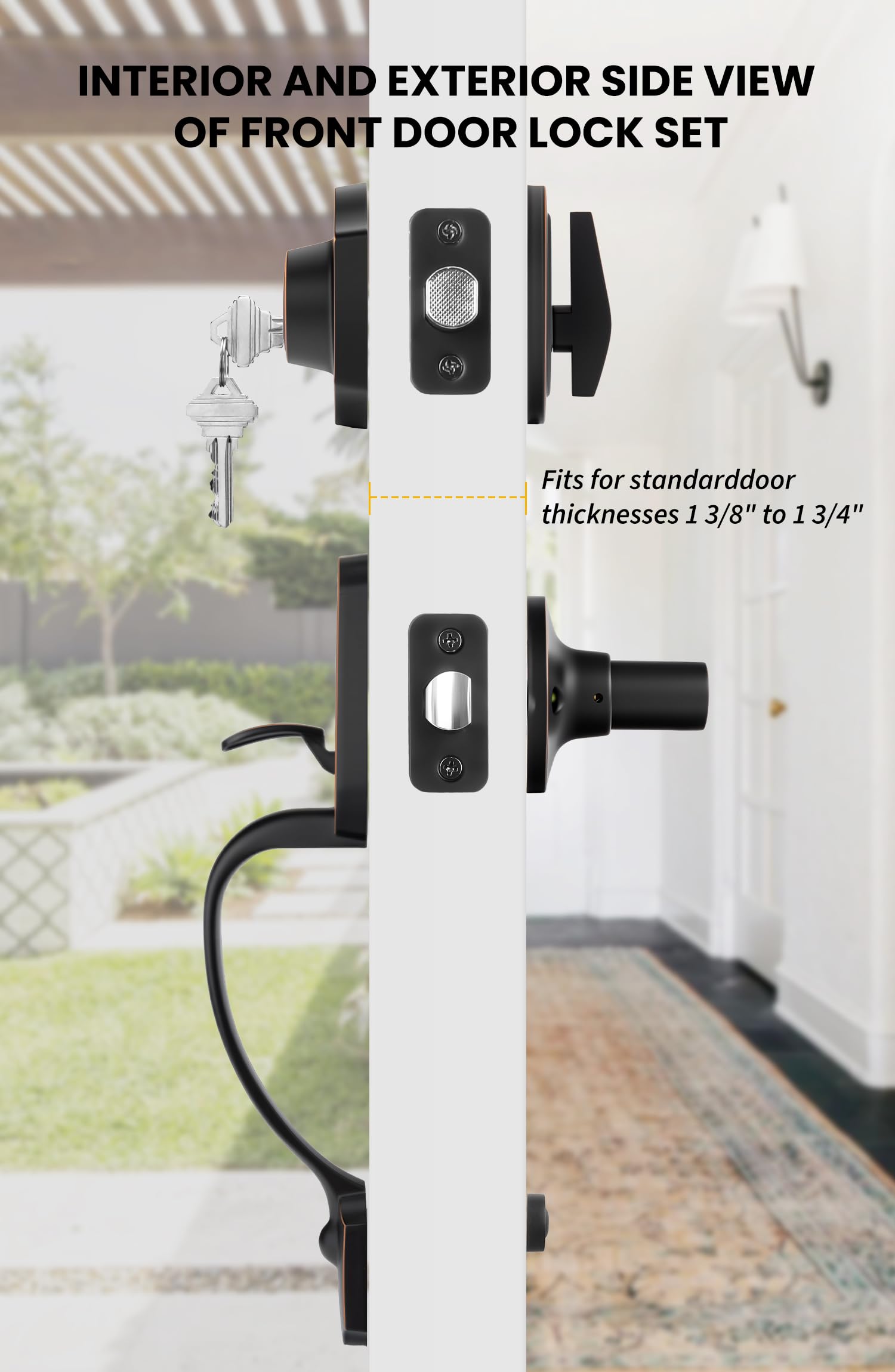 Snapklik.com : Goldenwarm Double Front Door Lock Set, Oil-Rubbed Bronze ...
