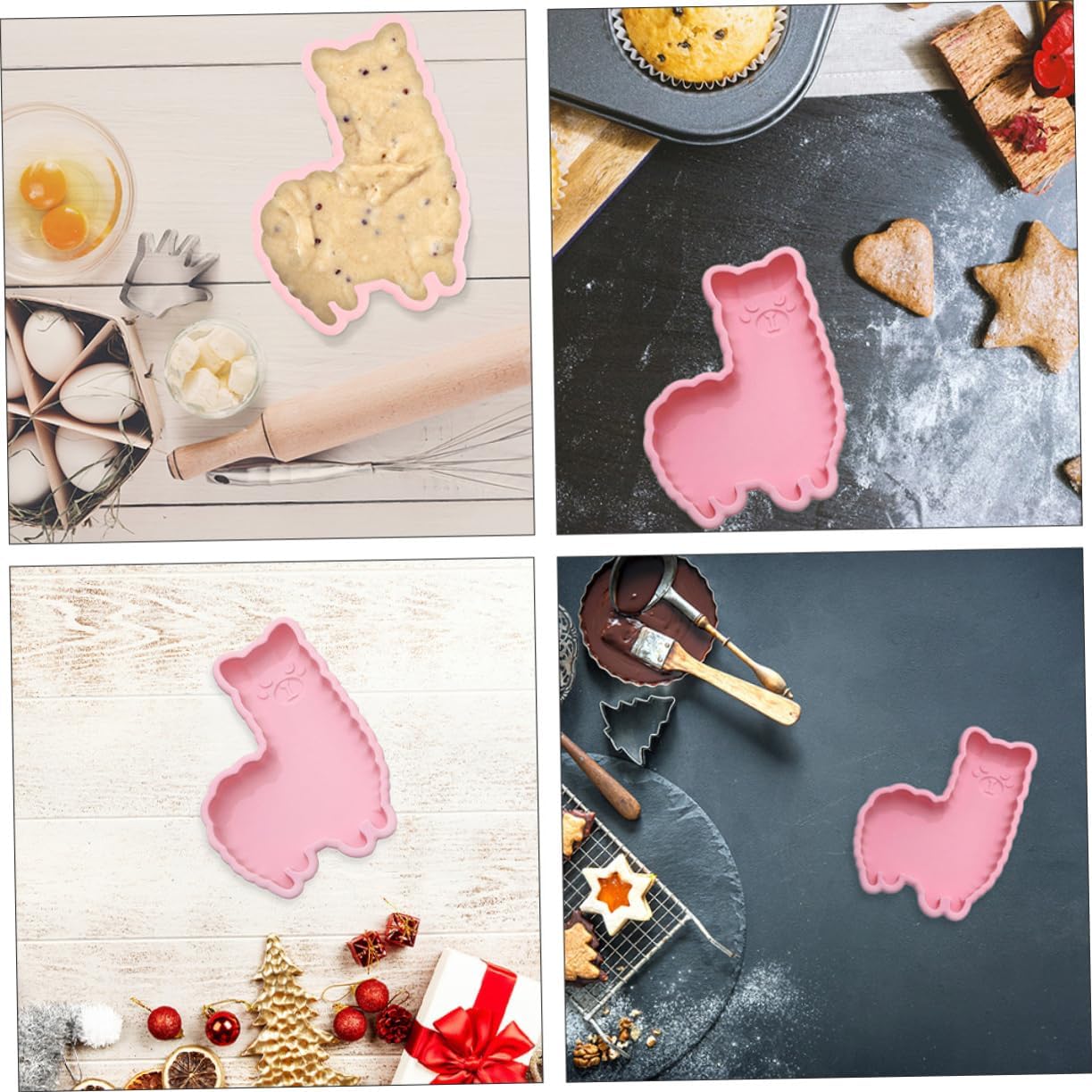 2Pcs Alpaca Shape Silicone Baking for Cakes, Pink